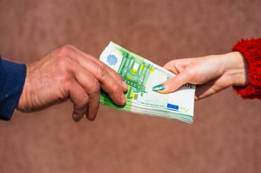 EURO para banknotları, EUR 'un detaylı fotoğrafı. Avrupa Birliği para birimi