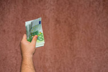 EURO para banknotları, EUR 'un detaylı fotoğrafı. Avrupa Birliği para birimi