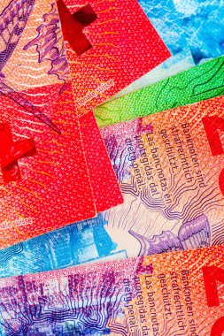 CHF para banknotları, İsviçre frangının detaylı fotoğrafı. İsviçre Frangı