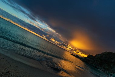 Saint Barthelemy 'deki huzurlu plaj (St. Barts, St. Barth, St. Barth)