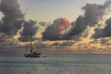 Saint Barthelemy 'deki huzurlu plaj (St. Barts, St. Barth, St. Barth)