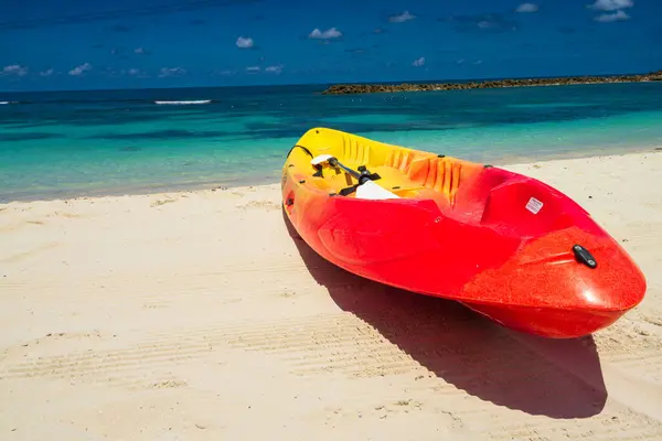 stock image Active rest, sport, kayak. Canoe on a sandy beach