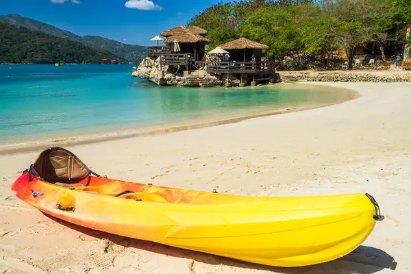 stock image Active rest, sport, kayak. Canoe on a sandy beach