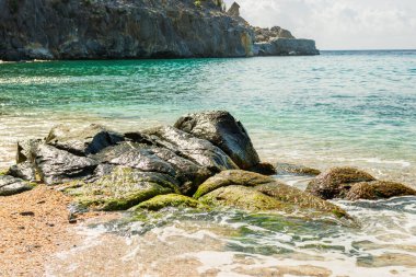 Saint Barthelemy 'deki huzurlu plaj (St. Barts, St. Barth, St. Barth)