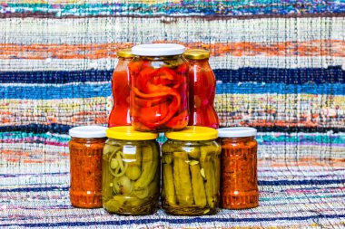 Canned peppers in vinegar. Pickled peppers clipart