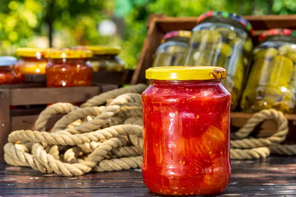 stock image Canned tomato. Homemade canned tomatoes