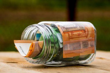 EURO para banknotları, EUR 'un detaylı fotoğrafı. Avrupa Birliği para birimi