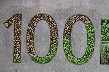 EURO para banknotları, EUR 'un detaylı fotoğrafı. Avrupa Birliği para birimi