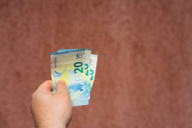 EURO para banknotları, EUR 'un detaylı fotoğrafı. Avrupa Birliği para birimi