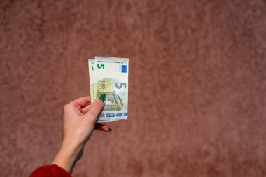 EURO para banknotları, EUR 'un detaylı fotoğrafı. Avrupa Birliği para birimi