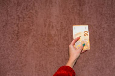 EURO para banknotları, EUR 'un detaylı fotoğrafı. Avrupa Birliği para birimi
