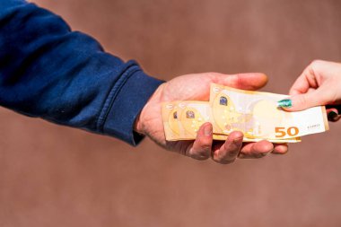 EURO para banknotları, EUR 'un detaylı fotoğrafı. Avrupa Birliği para birimi
