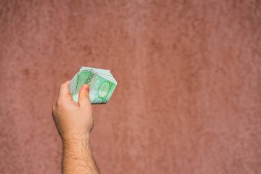 EURO para banknotları, EUR 'un detaylı fotoğrafı. Avrupa Birliği para birimi