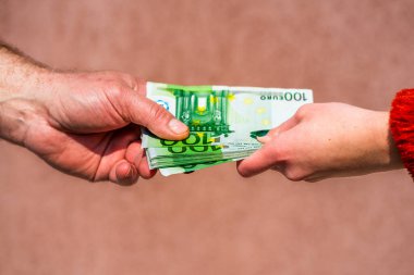 EURO para banknotları, EUR 'un detaylı fotoğrafı. Avrupa Birliği para birimi