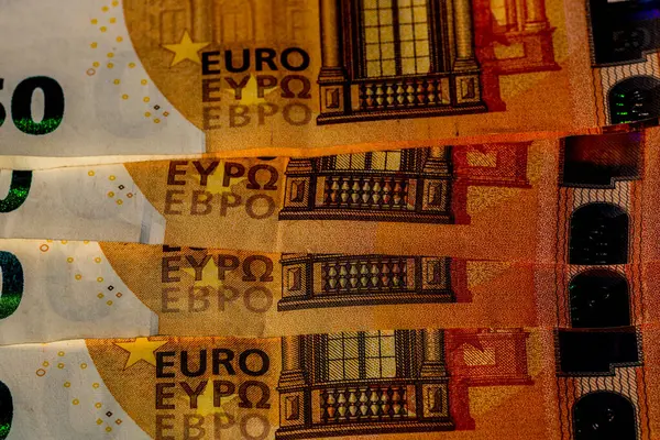 stock image EURO money banknotes, detail photo of EUR. European Union currency