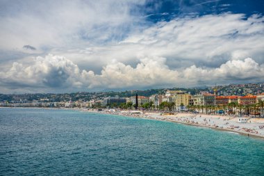 Nice, Fransa, Cote d 'Azur, Fransız Rivierası' nın panoramik manzarası