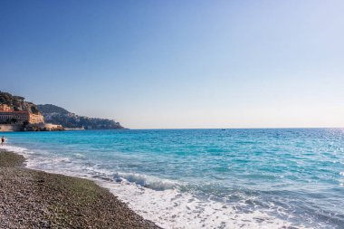 Fransa, Nice 'deki kumsal manzarası, Promenade des Anglais yakınlarında.