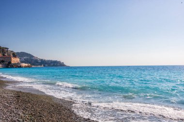 Fransa, Nice 'deki kumsal manzarası, Promenade des Anglais yakınlarında.