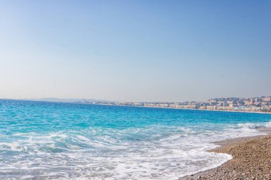 Fransa, Nice 'deki kumsal manzarası, Promenade des Anglais yakınlarında.