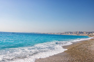 Fransa, Nice 'deki kumsal manzarası, Promenade des Anglais yakınlarında.