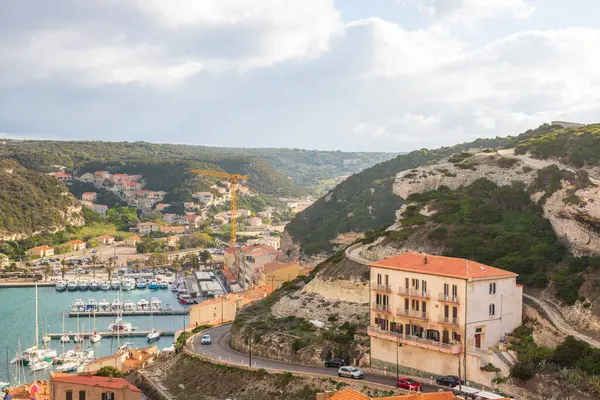 stock image Bonifacio town, medieval citadel in Corsica Island, France