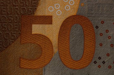 EURO para banknotları, EUR 'un detaylı fotoğrafı. Avrupa Birliği para birimi