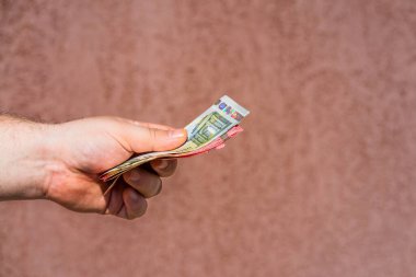 EURO para banknotları, EUR 'un detaylı fotoğrafı. Avrupa Birliği para birimi