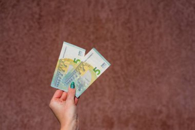 EURO para banknotları, EUR 'un detaylı fotoğrafı. Avrupa Birliği para birimi