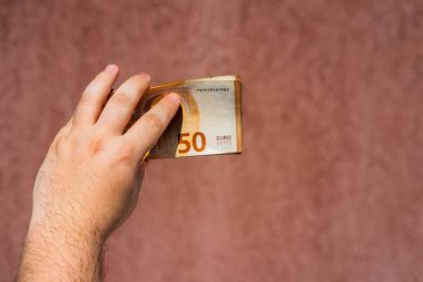EURO para banknotları, EUR 'un detaylı fotoğrafı. Avrupa Birliği para birimi