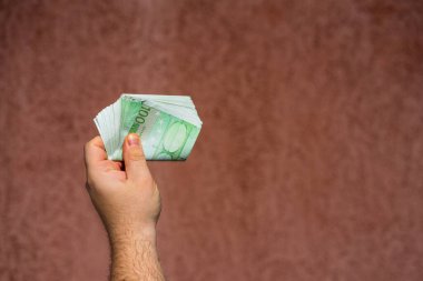 EURO para banknotları, EUR 'un detaylı fotoğrafı. Avrupa Birliği para birimi