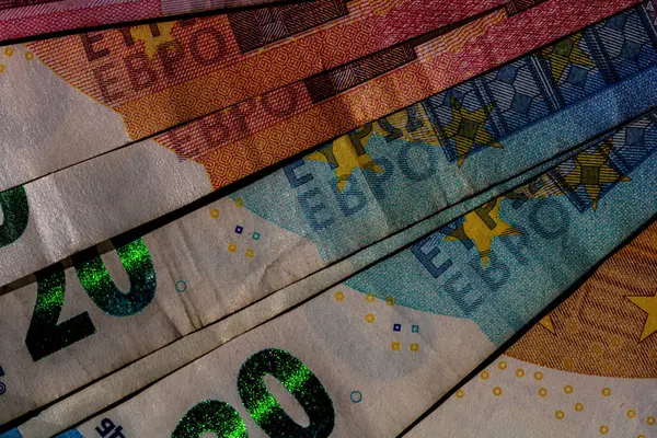 EURO para banknotları, EUR 'un detaylı fotoğrafı. Avrupa Birliği para birimi
