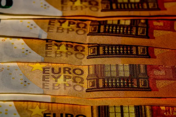 EURO para banknotları, EUR 'un detaylı fotoğrafı. Avrupa Birliği para birimi