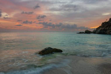 Saint Barthelemy 'deki huzurlu plaj (St. Barts, St. Barth, St. Barth)