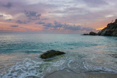 Saint Barthelemy 'deki huzurlu plaj (St. Barts, St. Barth, St. Barth)