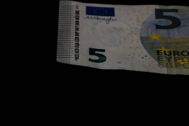 EURO para banknotları, EUR 'un detaylı fotoğrafı. Avrupa Birliği para birimi