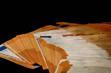 EURO para banknotları, EUR 'un detaylı fotoğrafı. Avrupa Birliği para birimi