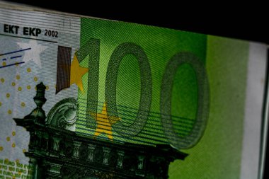 EURO para banknotları, EUR 'un detaylı fotoğrafı. Avrupa Birliği para birimi