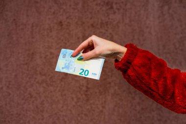 EURO para banknotları, EUR 'un detaylı fotoğrafı. Avrupa Birliği para birimi