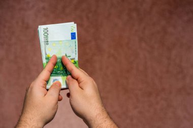 EURO para banknotları, EUR 'un detaylı fotoğrafı. Avrupa Birliği para birimi