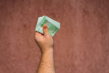 EURO para banknotları, EUR 'un detaylı fotoğrafı. Avrupa Birliği para birimi