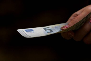 EURO para banknotları, EUR 'un detaylı fotoğrafı. Avrupa Birliği para birimi