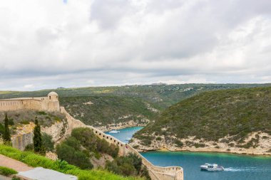 Bonifacio town, medieval citadel in Corsica Island, France clipart