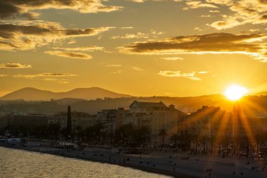 Nice, Fransa, Cote d 'Azur, Fransız Rivierası' nın panoramik manzarası