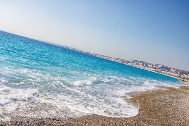 Fransa, Nice 'deki kumsal manzarası, Promenade des Anglais yakınlarında.