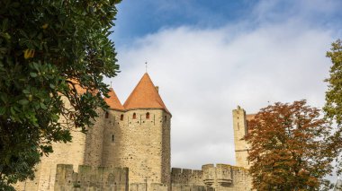 Castle of Carcassonne in France. Impressive medieval fortress clipart