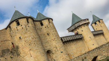 Castle of Carcassonne in France. Impressive medieval fortress clipart