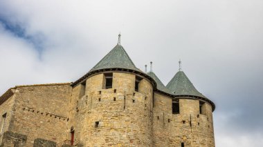 Fransa 'da Carcassonne Kalesi. Etkileyici ortaçağ kalesi.