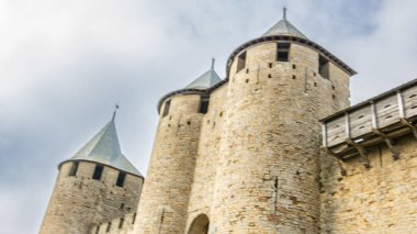 Fransa 'da Carcassonne Kalesi. Etkileyici ortaçağ kalesi.