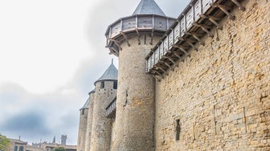 Fransa 'da Carcassonne Kalesi. Etkileyici ortaçağ kalesi.