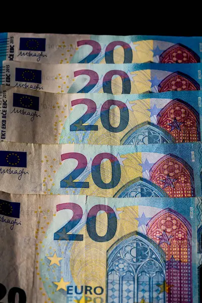 EURO para banknotları, EUR 'un detaylı fotoğrafı. Avrupa Birliği para birimi